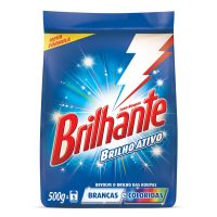 Detergente em Pó Brilhante Brilho Ativo Roupas Brancas e Coloridas 500g - Cod. 7891150016736