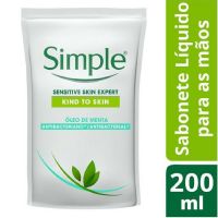 Sabonete Líquido Para Mãos Simple Antibacterial Gentle Care Refil 200ml - Cod. C15273