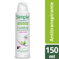 Desodorante Aerosol Simple Invisible 150ml - Cod. C15941