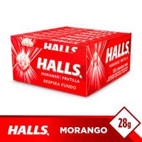Bala Halls morango display com 21 unidades de 28gr - Cod. 7622210857774