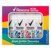 Kit com 4 Desodorante Aerosol Rexona Now United All Day 32g - Cod. C32809