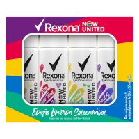 Kit com 4 Desodorante Aerosol Rexona Now United Summer 32g - Cod. C32810