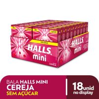 Bala Halls Sem Açúcar Mini Cereja com 18 Unidades de 15g - Cod. 7622300858803