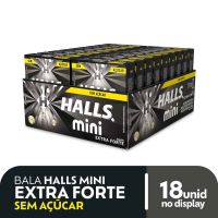 Bala Halls Mini Sem Açúcar Extra Forte com 18 Unidades de 15g - Cod. 7622300858841