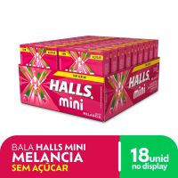 Bala Halls Mini Sem Açúcar Melancia com 18 Unidades de 15g - Cod. 7622300858889