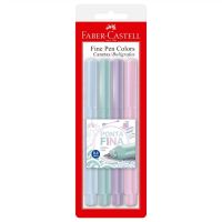 Caneta Ponta Porosa Faber-Castell Fine Pen 0.4mm Tons Pastel 4 Cores - Cod. 7891360653172