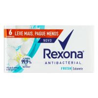 Sabonete Barra Rexona Antibacterial Fresh Pack 6 Unidades 84g Cada - Cod. 7891150067172