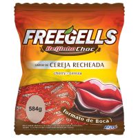 Bala Freegells Beijo Cereja Recheio Sabor Chocolate 584g (148 Balas) - Cod. 7891151035880