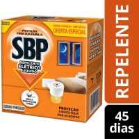 Repelente Elétrico Líquido SBP 45 Noites Aparelho + Refil 35mL - Cod. 7891035024535