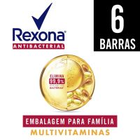 Pack Sabonete em Barra Antibacterial Multivitaminas Rexona Envoltório 6 Unidades 84g Cada Embalagem Família - Cod. C55433