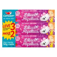 Pack Gel Dental Infantil  Lilica Ripilica Condor Kids+ com Flúor Morango 50g - Cod. 7891055814819