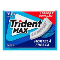 Chiclete Trident Max Hortelã Fresca Zero Açúcar | Envelope com 5 unidades 16,5g - Cod. 7622210563538