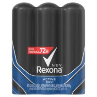 Pack Antitranspirante Aerossol Active Dry Rexona Men 3 Unidades 150mL Cada Spray - Cod. 7891150069473