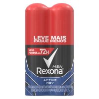 Oferta 2 Desodorantes Antitranspirante Rexona Men Aerosol Active Dry 72 horas 150mL - Cod. 7891150043008