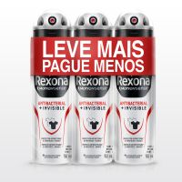 Oferta Desodorante Antitranspirante Rexona Men Aerosol ANTIBACTERIAL + INVISIBLE Leve Mais Pague Menos 150ml - Cod. 7891150053427