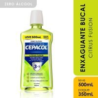 Enxaguante Bucal Cepacol 3 em 1 Citrus Fusion Sem Álcoo Leve 500mL Pague 350mL - Cod. 7896714292908