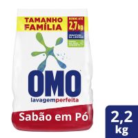 Lava-Roupas Pó Omo Lavagem Perfeita Pacote Tamanho Família 2,2kg - Cod. C40946