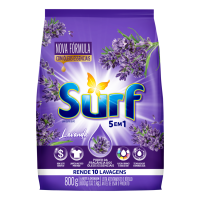 Lava Roupas Sanitizante em Pó Surf 5 em 1 Lavanda 800g - Cod. C58764