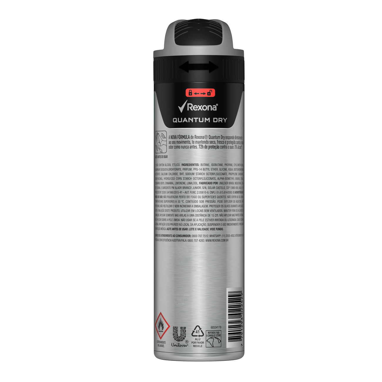 Desodorante Antitranspirante Aerosol Rexona Men Quantum Dry 72 horas 150mL