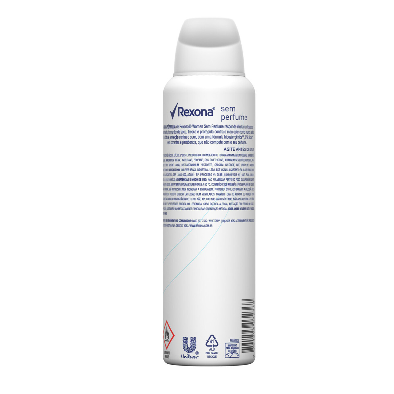 Desodorante Antitranspirante Rexona Feminino Aerosol Sem Perfume 72 horas 150mL