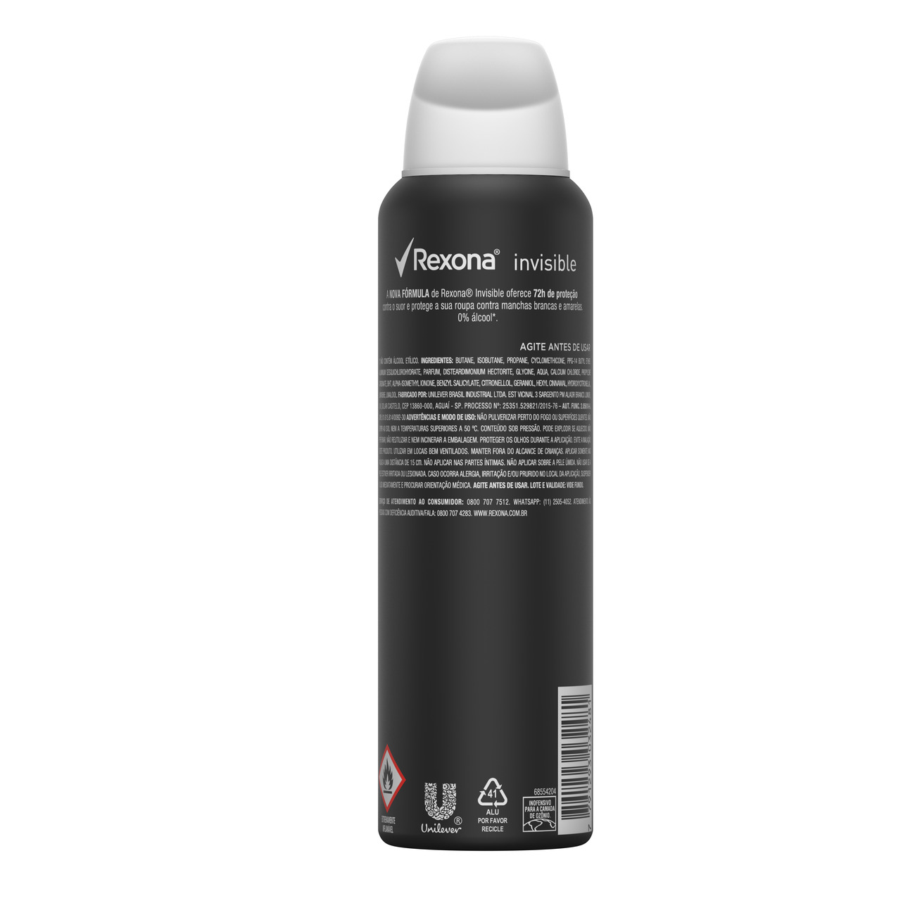 Desodorante Antitranspirante Rexona Feminino Aerosol Invisible 72 horas 150mL