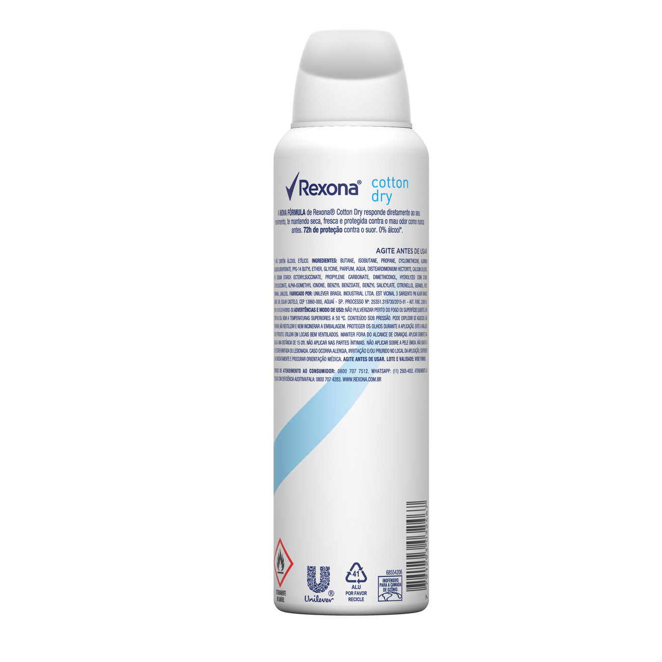 Desodorante Antitranspirante Rexona Feminino Aerosol Cotton Dry 72 horas 150mL