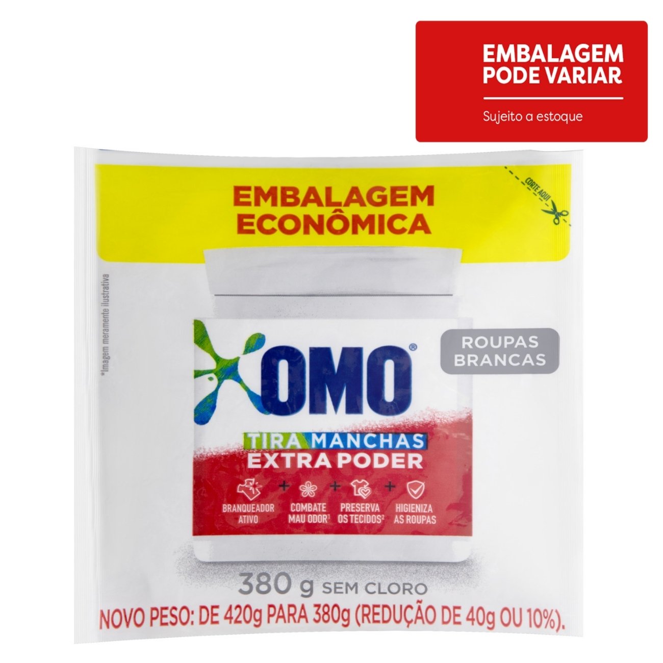 Tira Manchas em Pó Omo Extra Poder Roupas Brancas 380g