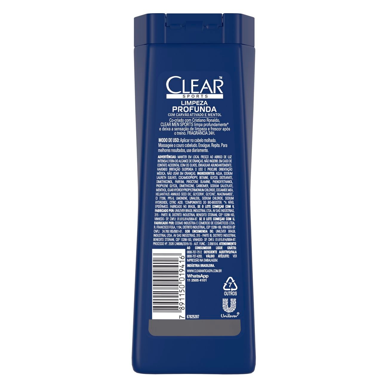 Shampoo Anticaspa Clear Masculino Limpeza Profunda 400ml