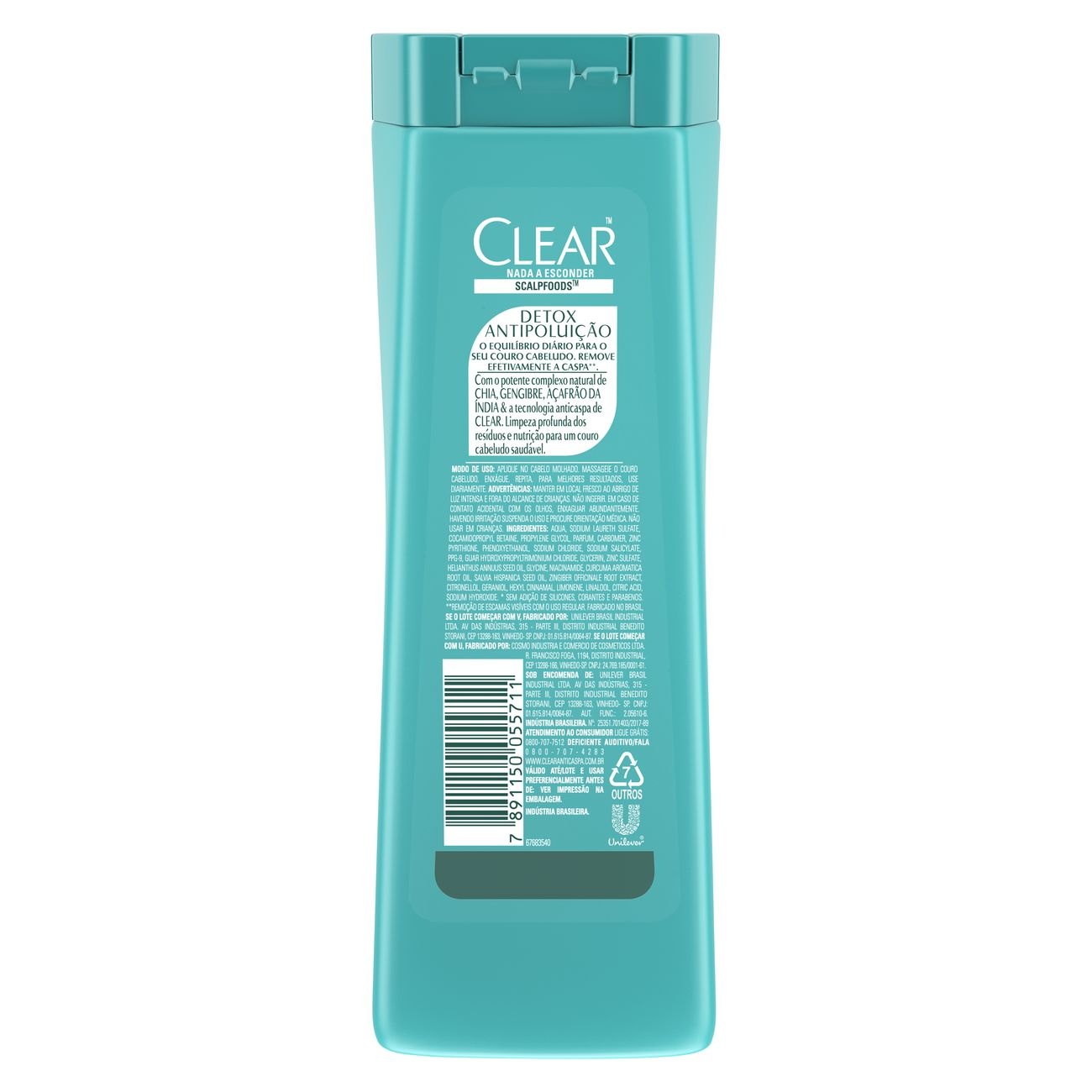 Shampoo Anticaspa Clear Feminino Detox Antipoluio 200ml