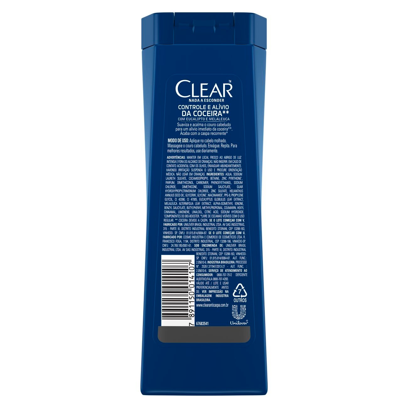 Shampoo Anticaspa Clear Controle da Coceira 200ml