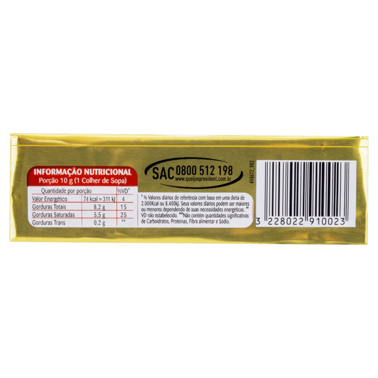 Manteiga Extra sem Sal Prsident Gastronomique 200g