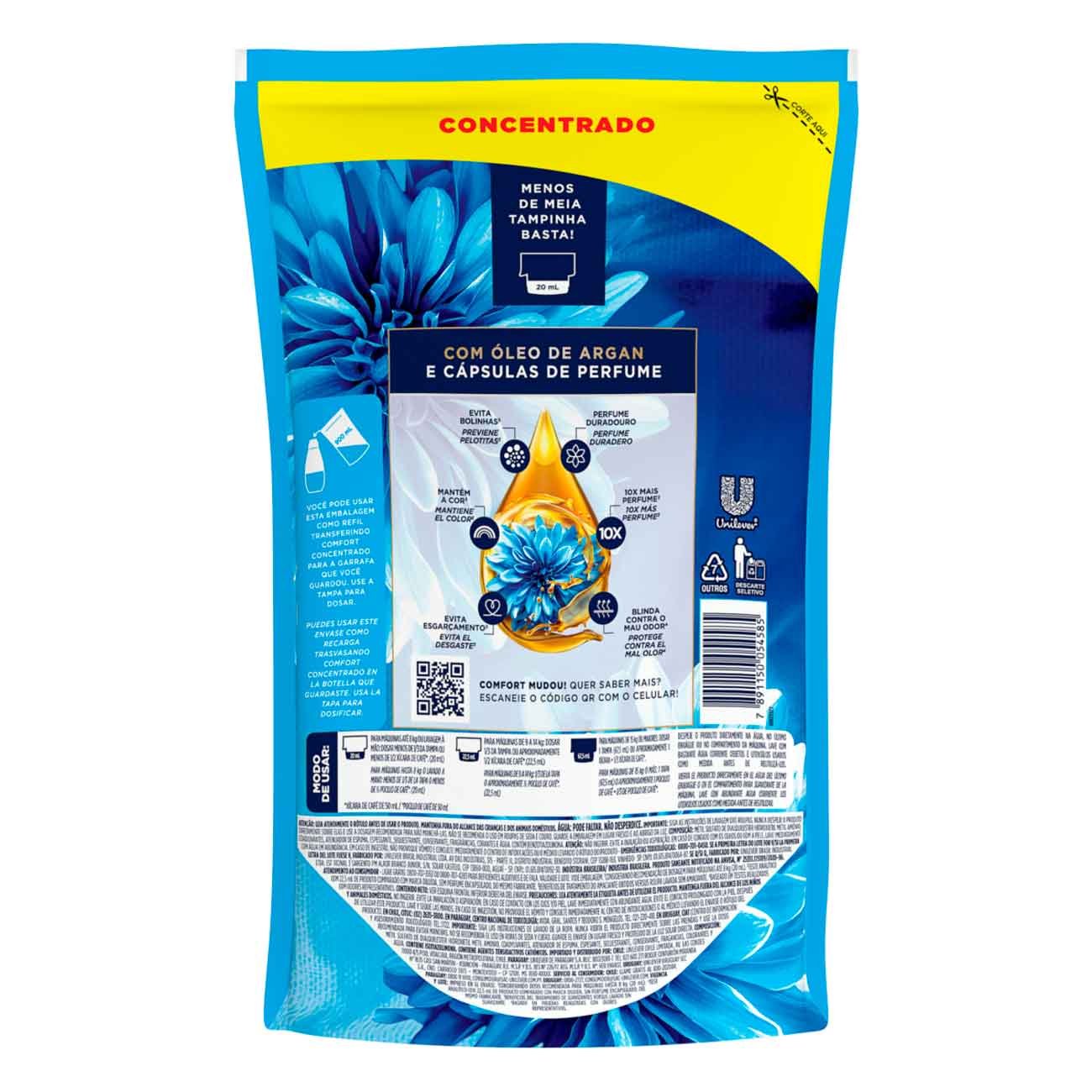 Refil Amaciante Concentrado Comfort Cuidado Essencial 900ml
