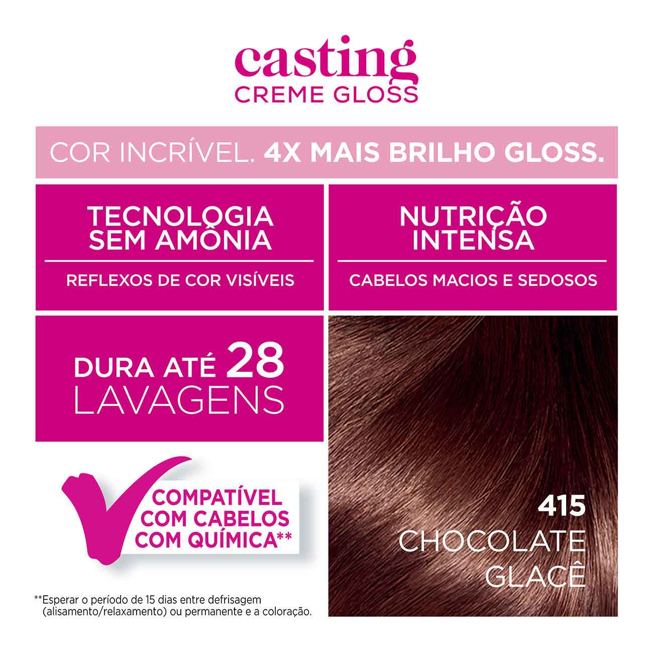 Tintura Semi-Permanente Casting Creme Gloss De L'Oral Paris 415 Chocoalte Glac