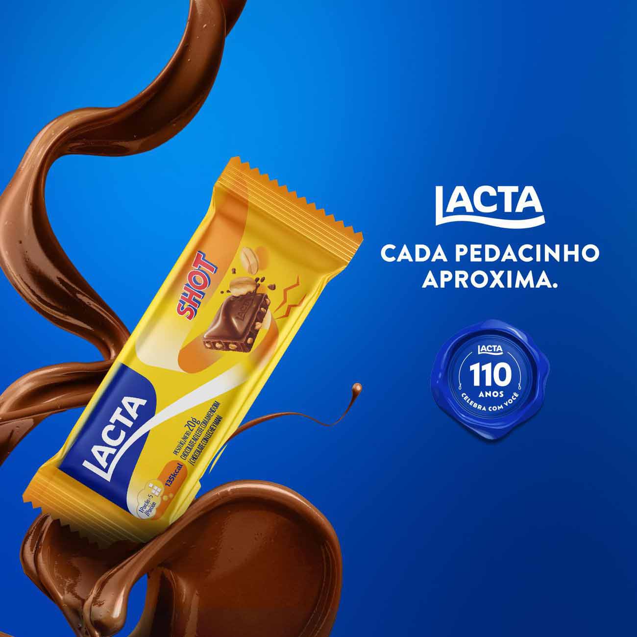 Chocolate Lacta Shot display com 20 unidades de 20gr