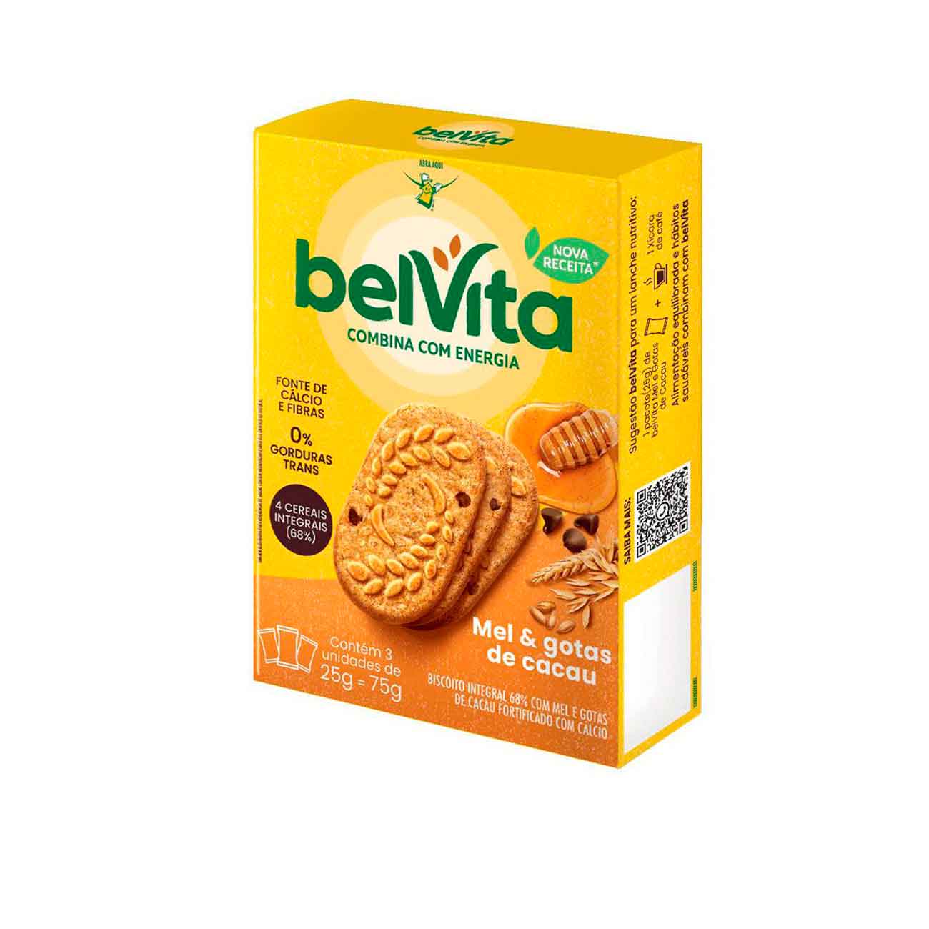 Biscoito Belvita Mel E Cacau Multipack 75g com 3 Unidades de 25g