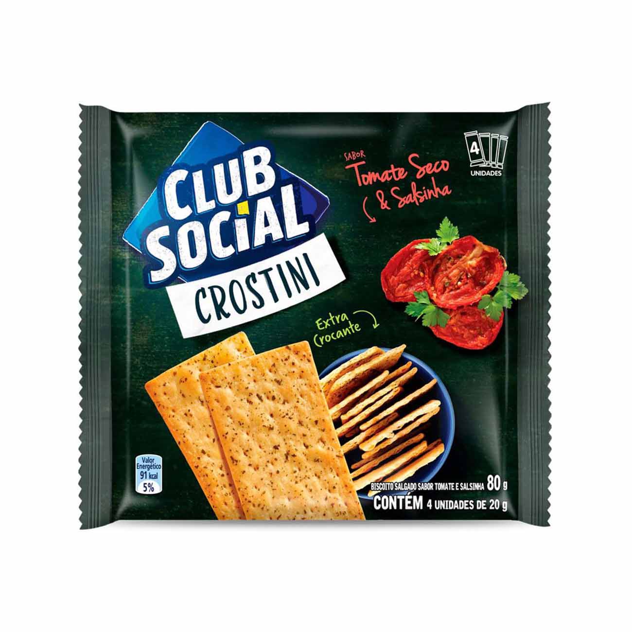 Biscoito Club Social Crostini Tomate Seco e Salsinha 80Gr