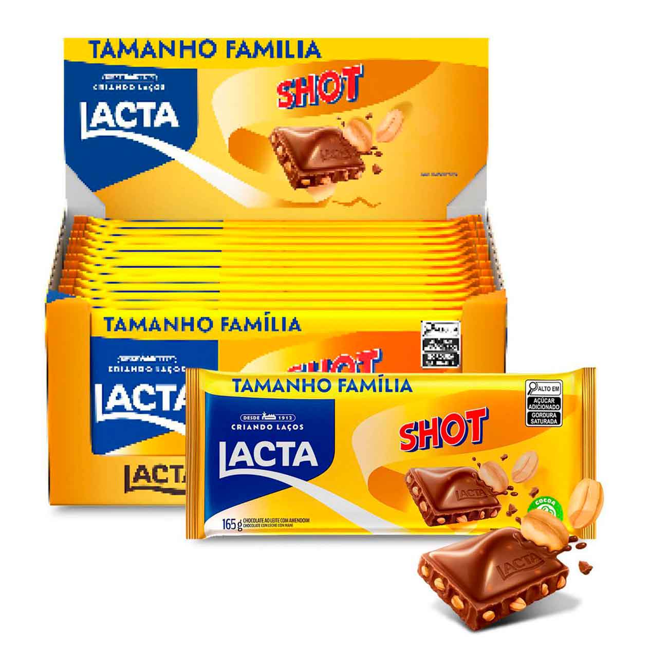Chocolate Ao Leite com Amendoim Shot com 12 Unidades de 165g