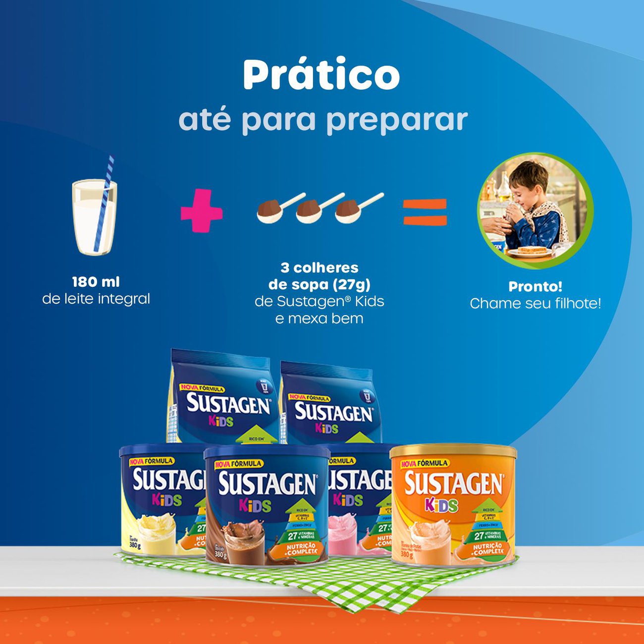 Complemento Alimentar Sustagen Kids Morango Lata 380g