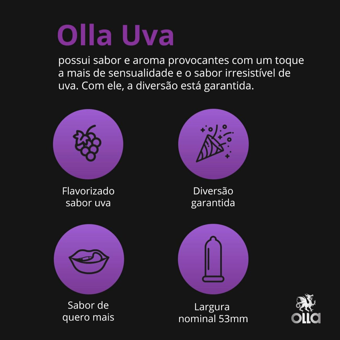 Preservativo Camisinha Olla Sabor Uva - 3 Unidades