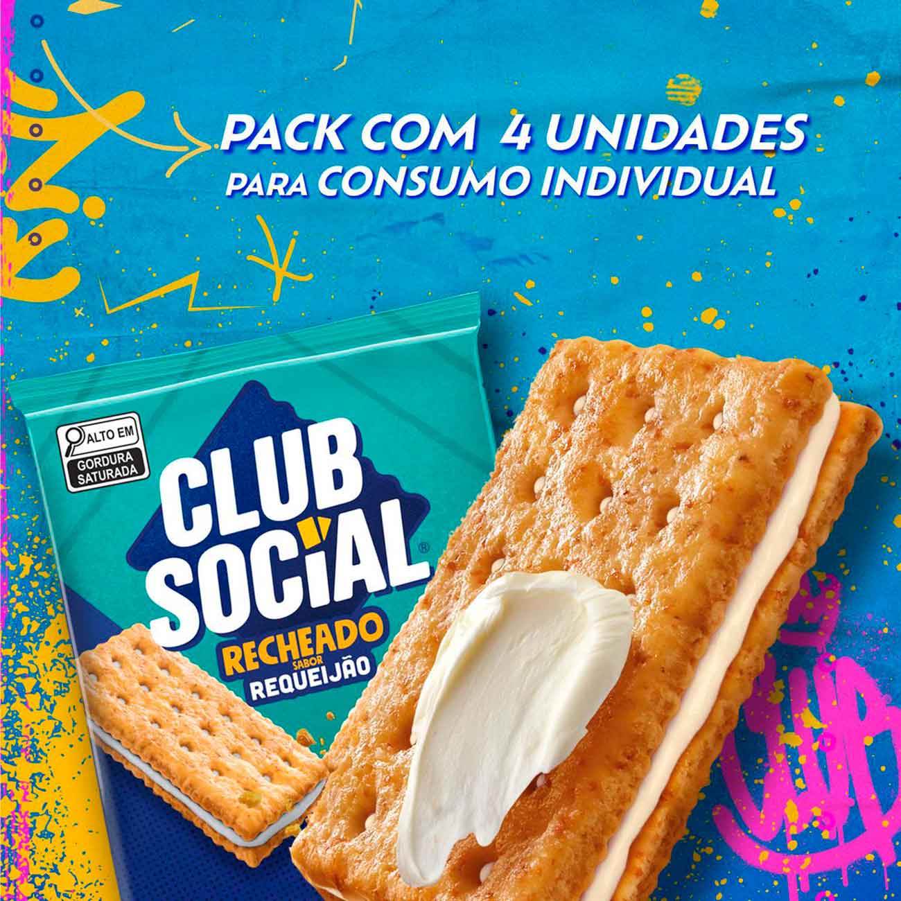 Biscoito Club Social Recheado Requeijao Multipack 106g