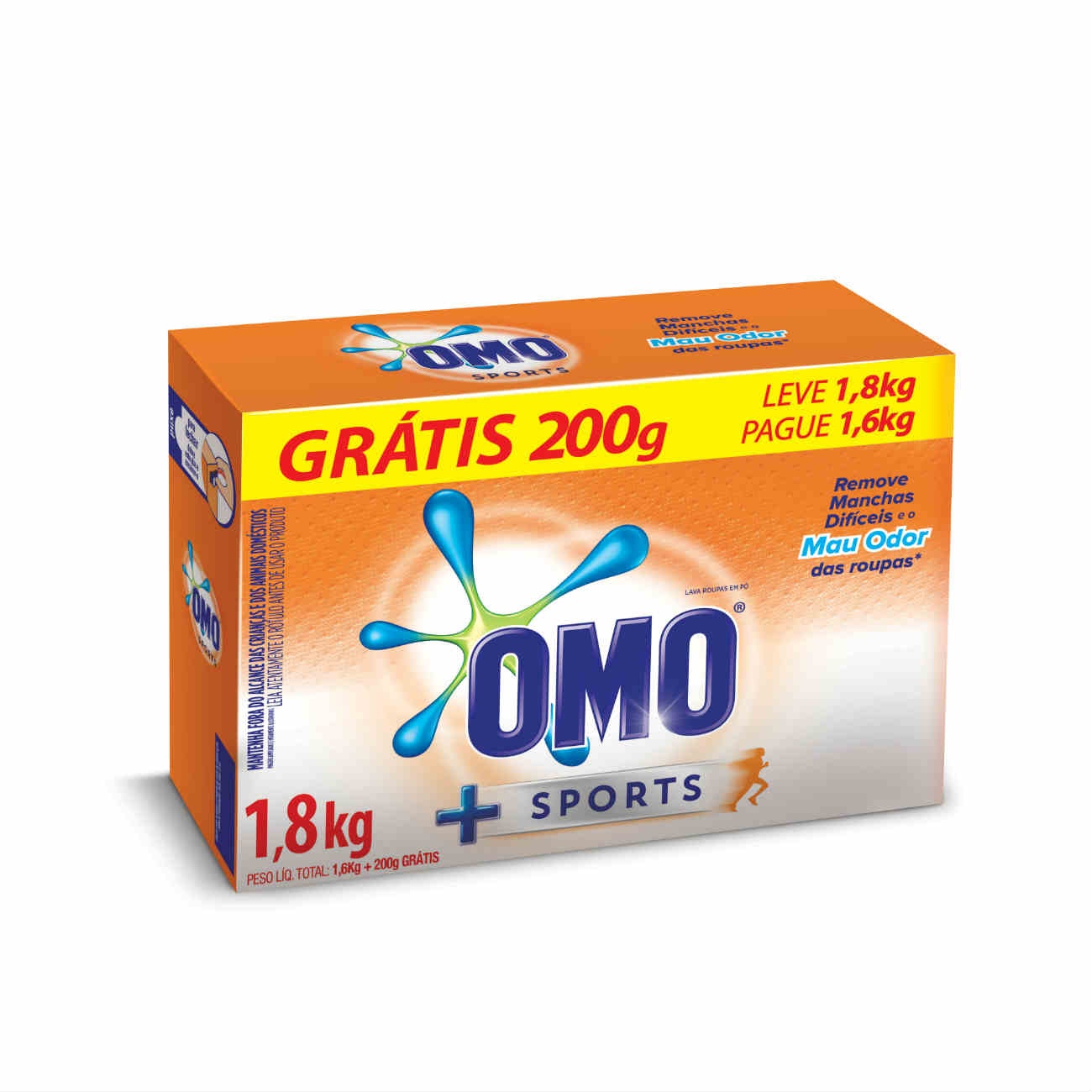 Oferta Detergente em Pó Omo Sports Pague 1,6 Kg Leve 1,8Kg