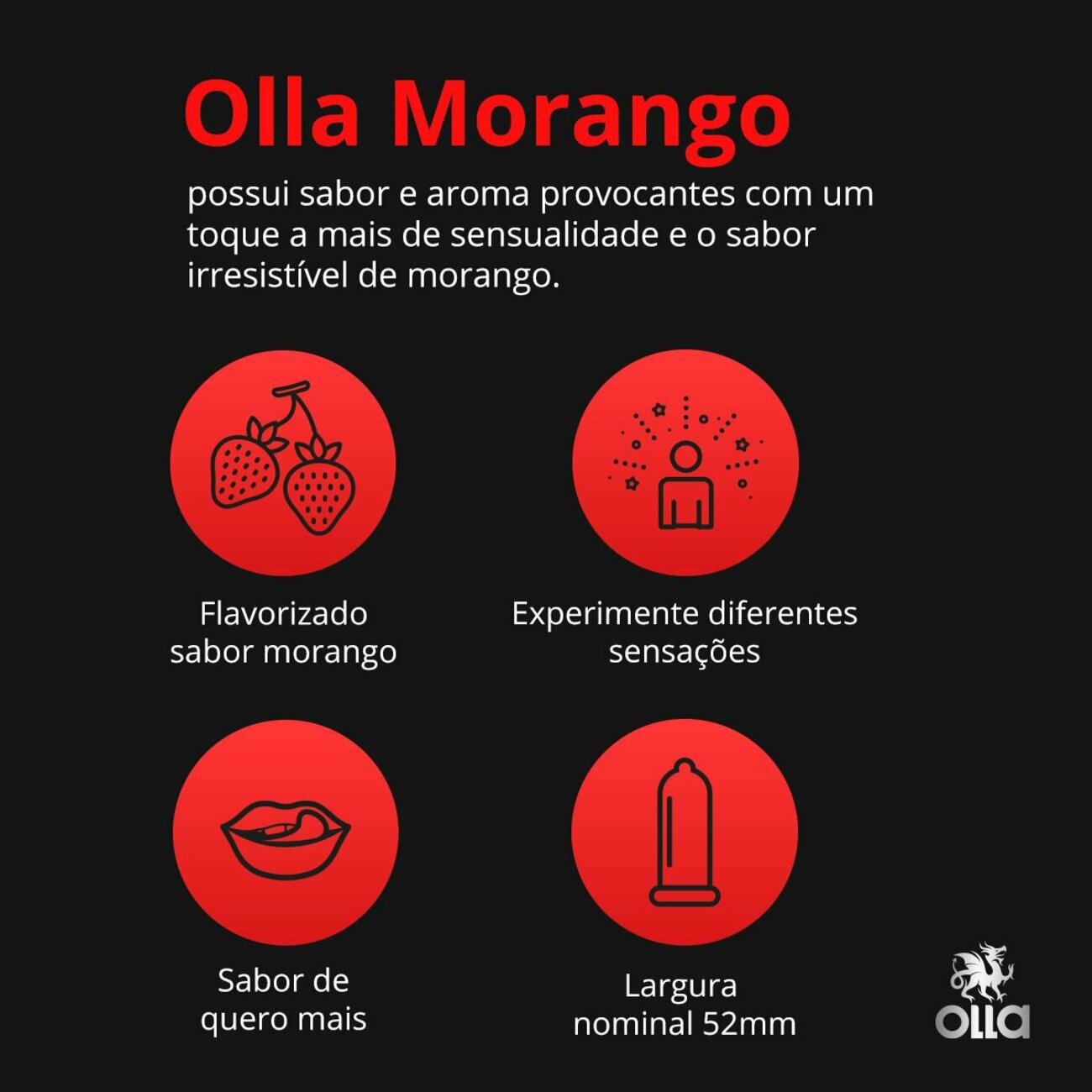 Preservativo Camisinha Olla Sabor Morango - 3 Unidades