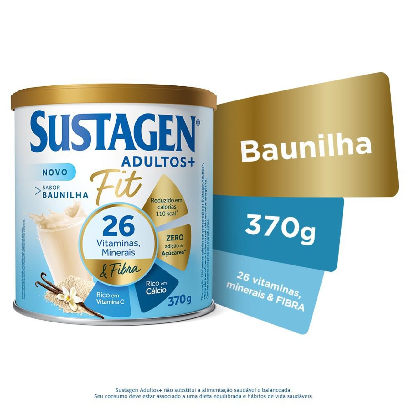 Complemento Alimentar Sustagen Adultos+ Fit Sabor Baunilha - Lata 370g