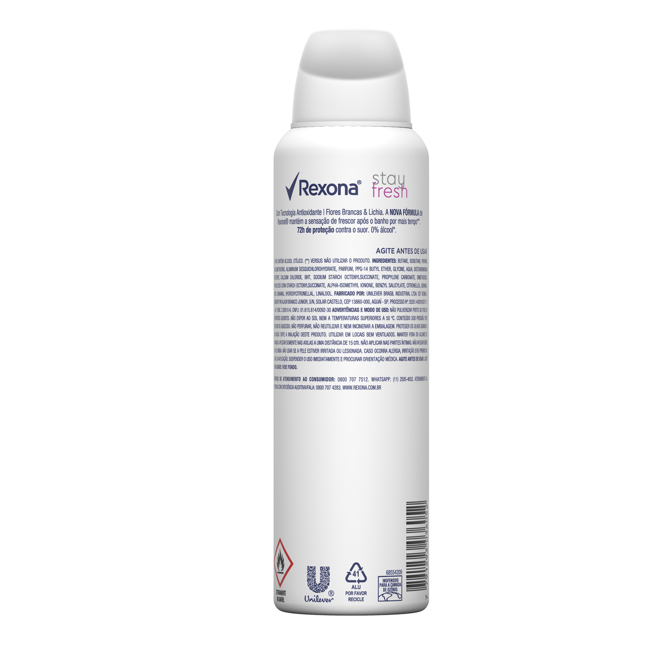 Desodorante Antitranspirante Rexona Feminino Aerosol Flores Brancas e Lichia 72 horas 150mL