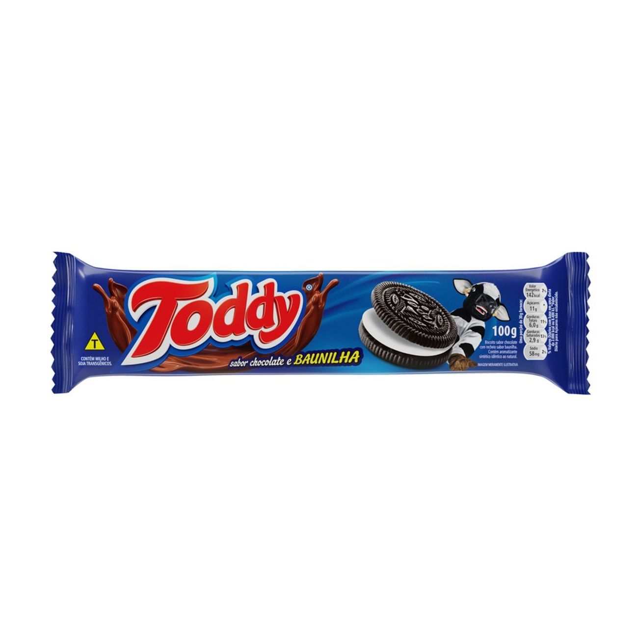 Biscoito Chocolate Recheio Baunilha Toddy Pacote 100g