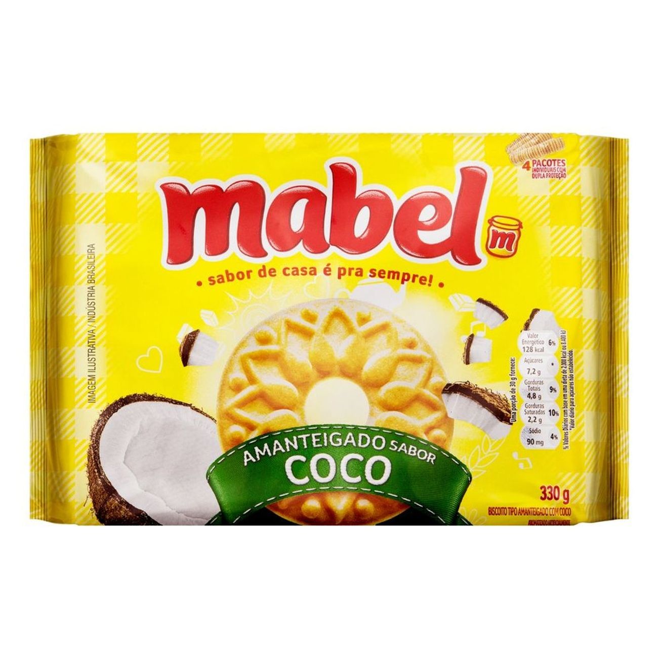 Biscoito Amanteigado Coco Mabel Pacote 330g