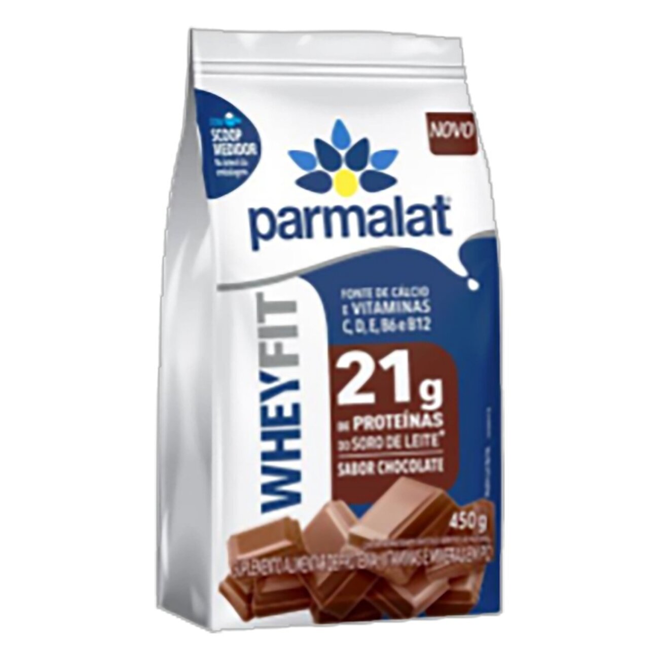 Suplemento Alimentar em P Vitaminas, Mineral e 21g de Protenas do Soro de Leite Chocolate Parmalat WheyFit Pacote 450g