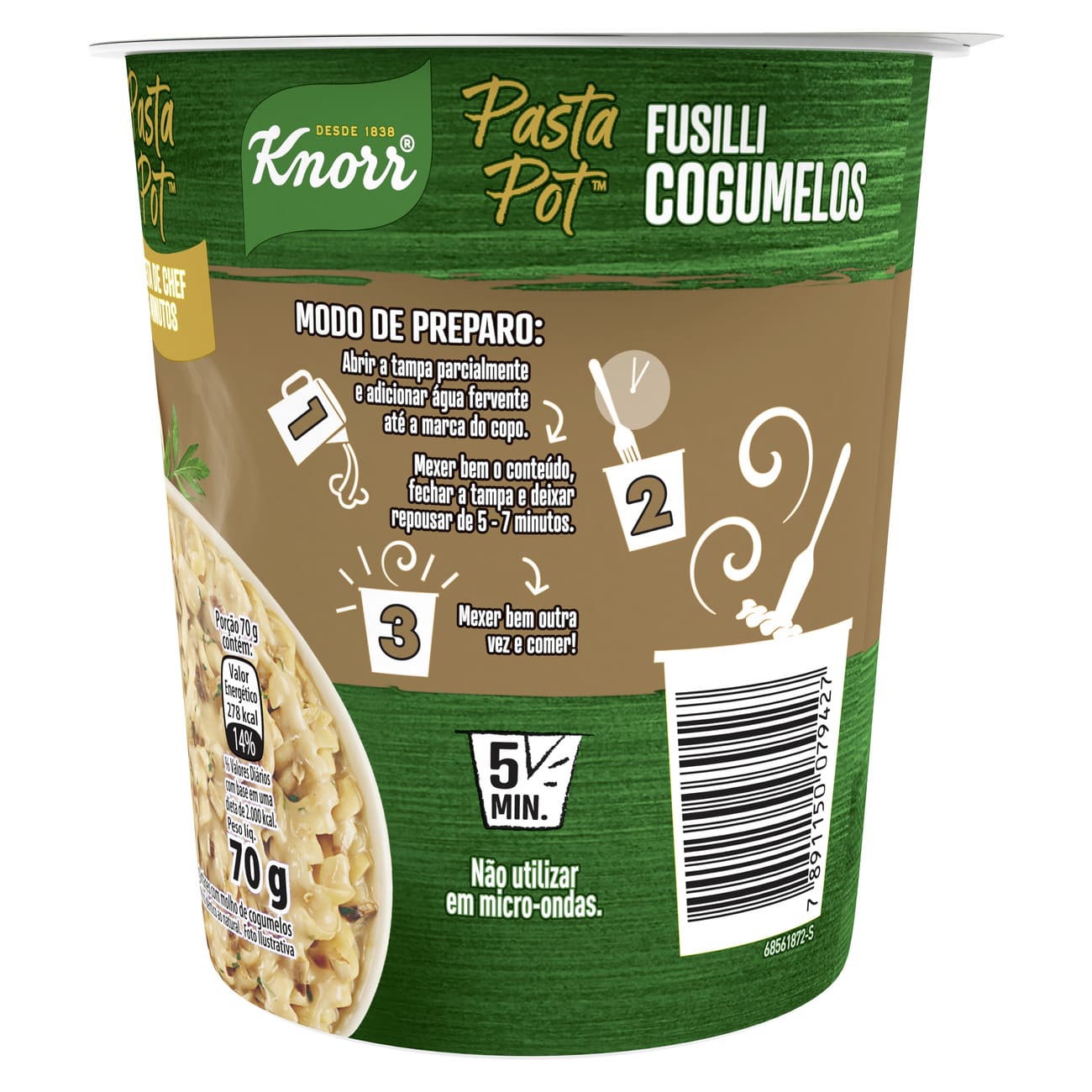 Macarro Instantneo Knorr Fusilli Cogumelos Pasta Pot 70g