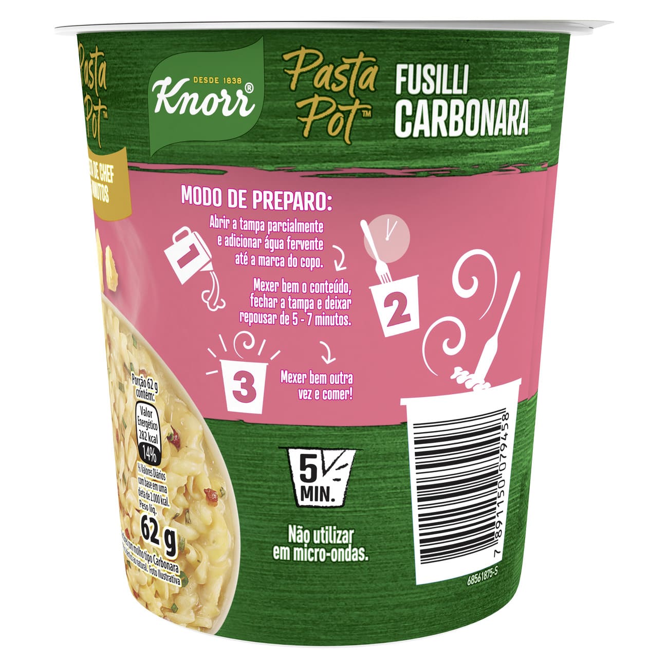 Macarro Instantneo Knorr Fusilli Carbonara Pasta Pot 62g