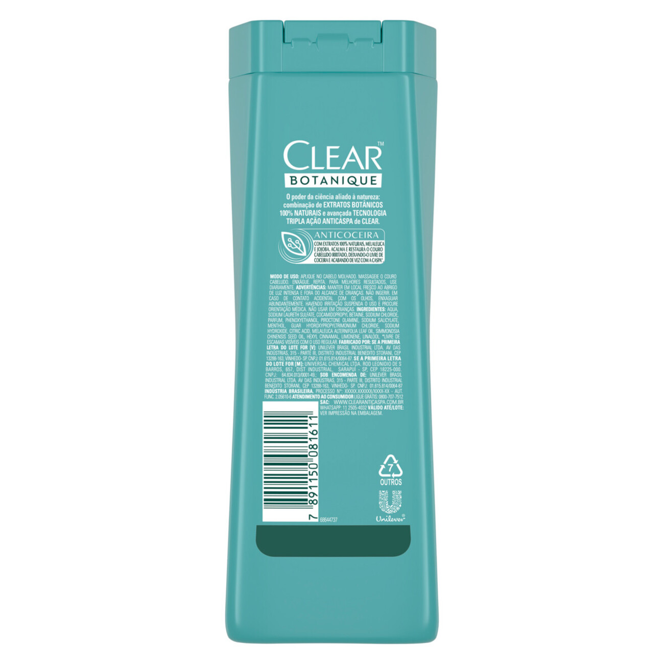 Shampoo Anticaspa Clear Botanique Anticoceira 200mL